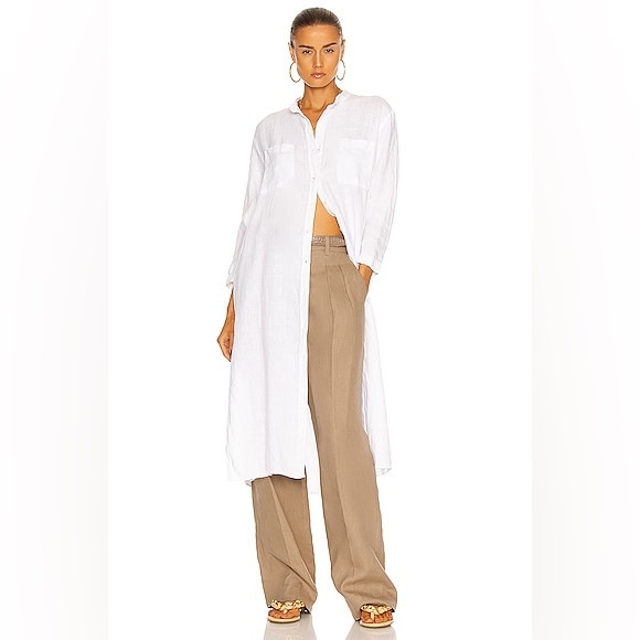 Enza Costa White Linen Shirtdress Dress - Picture 2 of 11